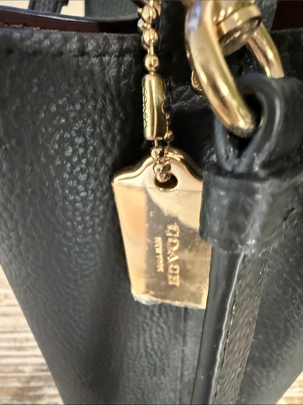 Coach Black Pebbled Leather Bucket Crossbody with Gold Hardware - Picture 2 of 4